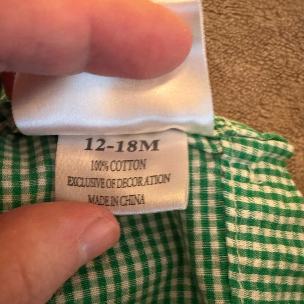 Green Gingham Shamrock Baby Bubble Romper - Kids Shirts & Tops - Picture 3 of 5
